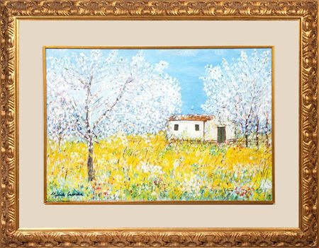 Michele Cascella (Ortona, 1892 - Milano, 1989) 
Paesaggio abruzzese 1978
Olio su tela 40x60 cm
