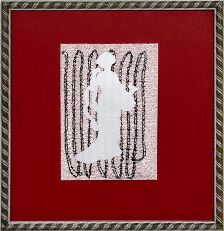 Maria  de Lourdes Bettencourt de Castro (1930 - 2020) 
Weibliche Figur 1963
Serigrafia su carta da parati 20x14,5 cm