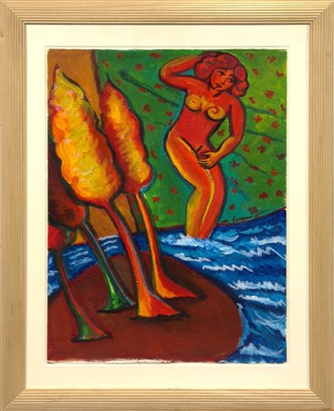 Mimmo Germanà (Catania, 1994 - Busto Arsizio, 1992) 
Senza titolo Anni '80
Olio su carta 76,5x56 cm