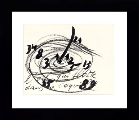 Mario Merz  
L’Œil qui flotte dans la coquille (L'occhio che galleggia nella conchiglia) 1982 ca
Carbone, grafite e inchiostro su carta 30,4x40,4 cm