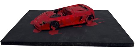 Bernard Aubertin (Fontenay-aux-Roses, 1934 - Reutlingen, 2015) 
Voiture Brulée 2010
Modellino bruciato su tavola 30x40 cm