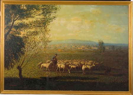 Carlo Costantino Tagliabue (1880-1960) Meriggio d'estate, 1930 Olio su tavola...