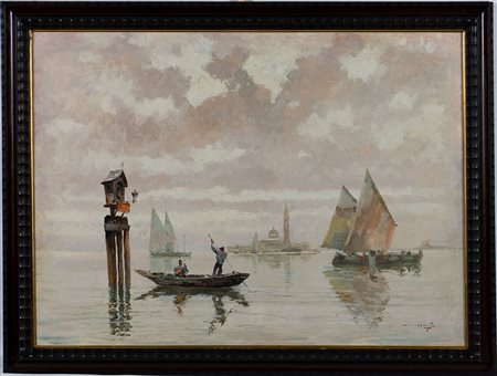 Roberto Iras Baldessari (1894-1965) Venezia Olio su tela cm 55x73 Firma in...
