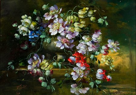 Fausto Antonioli (1814-1882) Senza titolo (fiori) Olio su tavola cm 50x70...