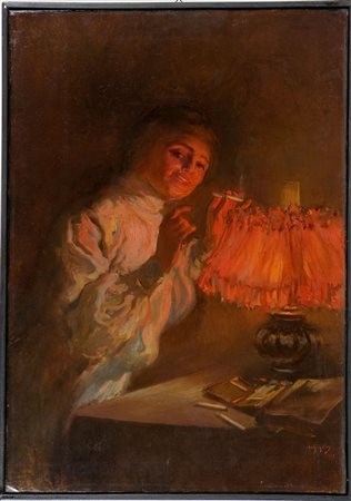 Lorenzo Gignous (1862-1958) La fumatrice, 1905 Olio su tela cm 85x60 Firma e...
