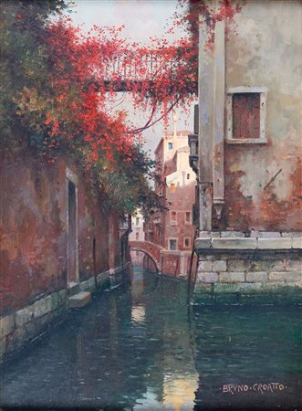 Bruno Croatto (1875-1948) Calle di Venezia, 1930 ca Olio su tavola cm...