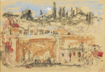 Orfeo Tamburi (1910-1994) Senza titolo, 1940 Tecnica mista su carta intelata...