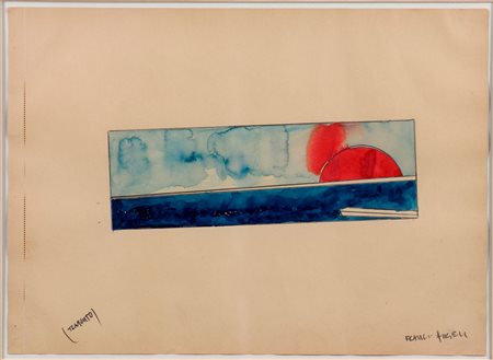 Franco Angeli (1935-1988) Tramonto, 1974 Tecnica mista su carta cm 30x41...