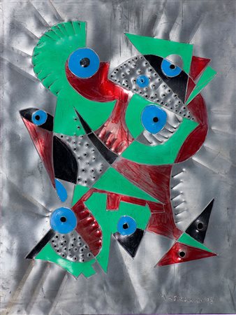 Umberto Mastroianni (1910-1998) Senza titolo, 1981 Smalti e rilievi su lastra...