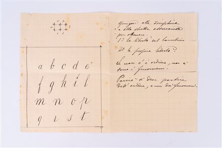 Maria Montessori - Lettera con esercizi e disegno, 1940