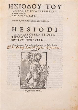 Esiodo - Hesiodi Ascrei et dies Theogonia. Scutum Herculis., 1537