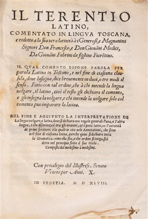 Giovanni Fabrini - Il Terentio latino commentato in lingua toscana, 1548