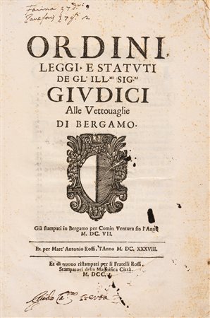 Ordini Leggi e Statuti, 1701