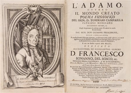 Tommaso Campailla - Adamo ovvero il mondo creato. Poema filosofico, 1737