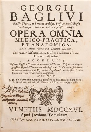 Giorgio Baglivi - Opera Omnia medico-pratica, et anatomica, 1716