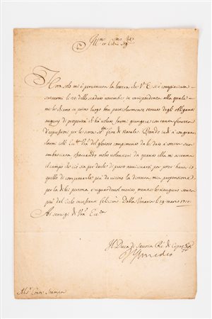 Vittorio Amedeo II Savoia - Lettera, 1710