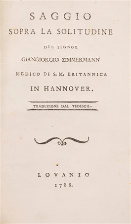 Giangiorgio Zimmermann - Saggio sopra la solitudine, 1788