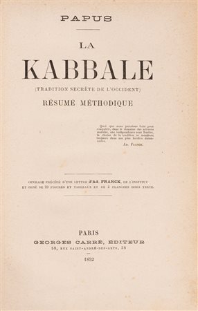 Papus - La Kabbale, 1892