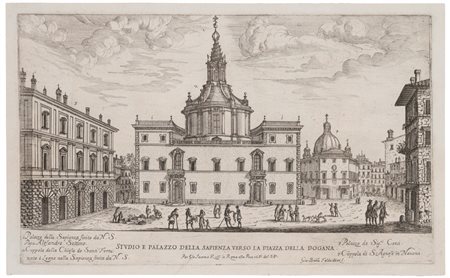 Giovan Battista Falda - Studio e Palazzo della Sapienza verso la Piazza della Dogana, 1600
