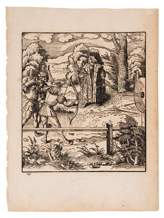 Hans  Burgkmair (1473 - 1513)  - Il piccolo Re al tiro con l'arco, 1755
