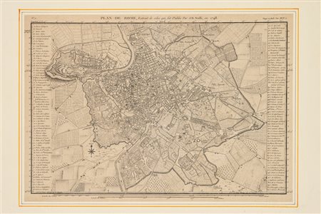 Joseph Jerome De La Lande - Plan de Rome, Extrait de celui qui fut publie par J.B. Nolli en 1748, 1786