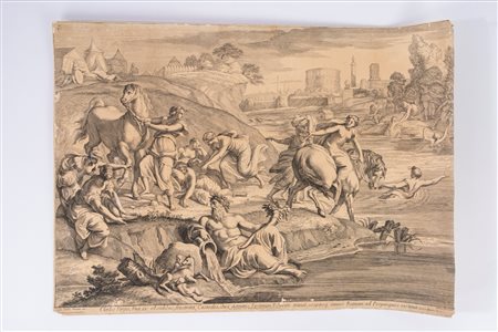 Andrea Procaccini - Cloelia Virgo, Vna ex obsidibus, frustrata Custodes, dux agminis Virginum Tyberim tranat, 1700