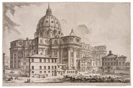Giovanni Battista Piranesi - Veduta dell'esterno della gran Basilica di San Pietro in Vaticano, 1700