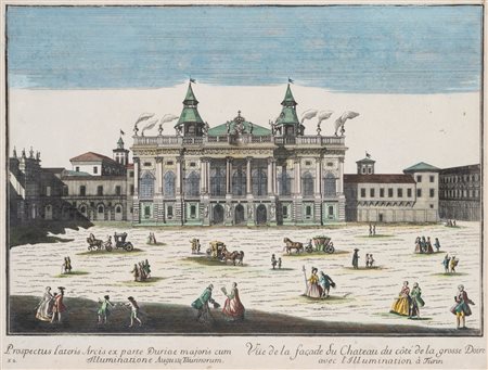 Giovanni Battista Remondini (1713 - 1773)  - Prospectus lateris Arcis ex parte Duriae maioris cum illuminatione Augusta Taurinorum, 1700