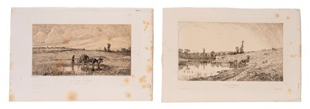 Adolphe  Appiam (1818 - 1898)  - Le champ de blé et l'étang de Grignon, 1800