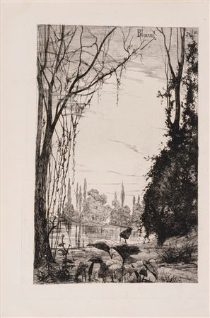 Marcel  Blairat (1849 - 1891)  - Paesaggio sul lago, 1800