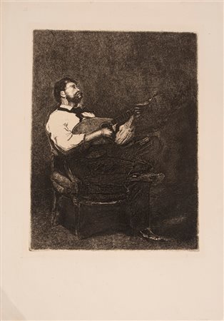 Francois  Bonvin (1817 - 1887)  - Suonatore di chitarra , 1800