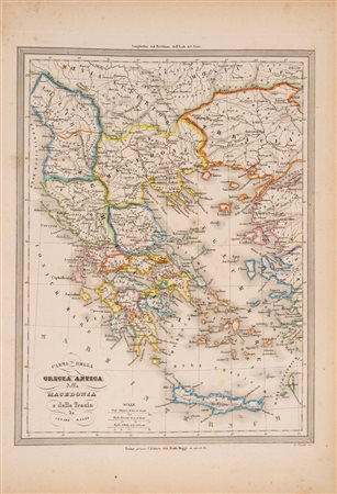 Carta della Grecia Antica della Macedonia e della Tracia, 1848