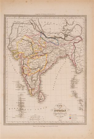 Carta dell'Indostan o India di qua dal Gange, 1851