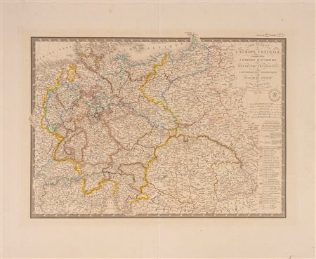 CARTA GENERALE DELL'EUROPA CENTRALE comprernant L'EMPIRE D'AUTRICHE, la MONARCHIE PRUSSIENNE la CONFEDERATION GERMANIQUE et le ROIAUME DE POLOGNE, 1844