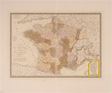Carte de la France en 1789 indiquant les divisions comparatives des Anciennes Provinces et des Departemens actuels, 1844