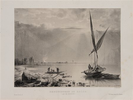 Antonio Fontanesi (Reggio Emilia 1818 - Torino 1882)  - Paesaggio svizzero, 1800