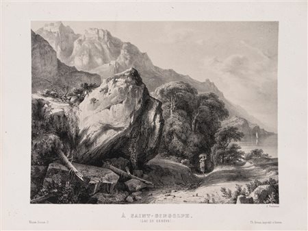 Antonio Fontanesi (Reggio Emilia 1818 - Torino 1882)  - Veduta svizzera, 1800