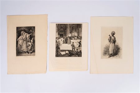 Insieme di 3 acqueforti, 1800