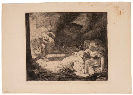 Alphonse  Legros (1837 - 1911)  - L'incendie, 1800