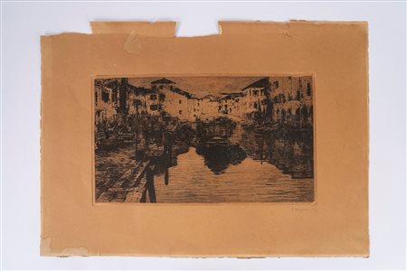 Giuseppe Miti Zanetti (Modena 1859 - Milano 1929)  - Veduta di Chioggia, 1800