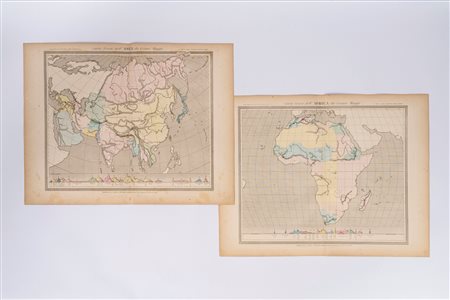 N. 2 Carte fisiche dell'Asia e dell'Africa, 1851