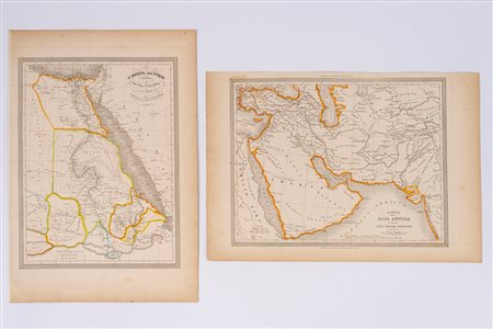N. 2 carte geografiche: L'EGITTO, LA NUBIA, L'ABISSINIA, il DAR-FOUR E L KORDOFAN - CARTA DELL'ASIA ANTICA ai tempi dell'Inpero Persiano, 1850