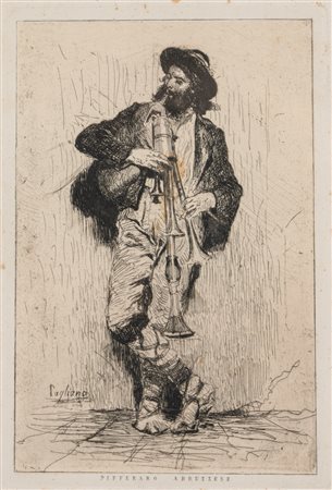 Eleuterio Pagliano - Pifferaio abruzzese, 1800