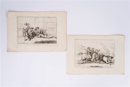 Bartolomeo Pinelli (Roma 1781 - 1835)  - Lotto composto da due scene di vita romana, 1815