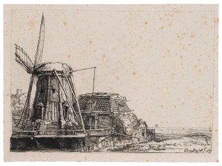 Rembrandt  (1606 - 1669)  - Paesaggio olandese, 1800