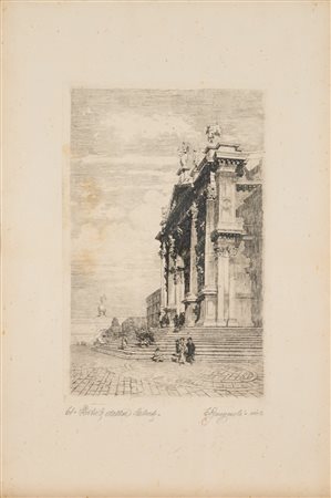 Emanuele Brugnoli (Bologna 1859 - Venezia 1944)  - Veduta della Basilica della Salute, 1900