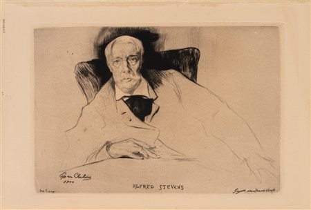 Edgar Chahine (Vienna 1874 - Parigi 1947)  - Ritratto di Alfred stevens , 1900