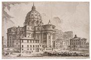 Giovanni Battista Piranesi - Veduta dell'esterno della gran Basilica di San Pietro in Vaticano, 1700