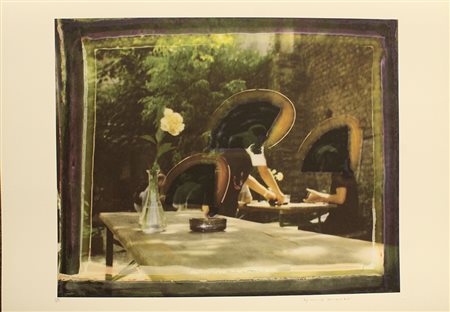 MAURIZIO GALIMBERTI, "Esterno di un locale con rosa gialla", anni 2000