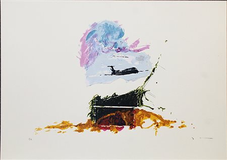 Mario Schifano, "Paesaggio Anemico con aereo"
